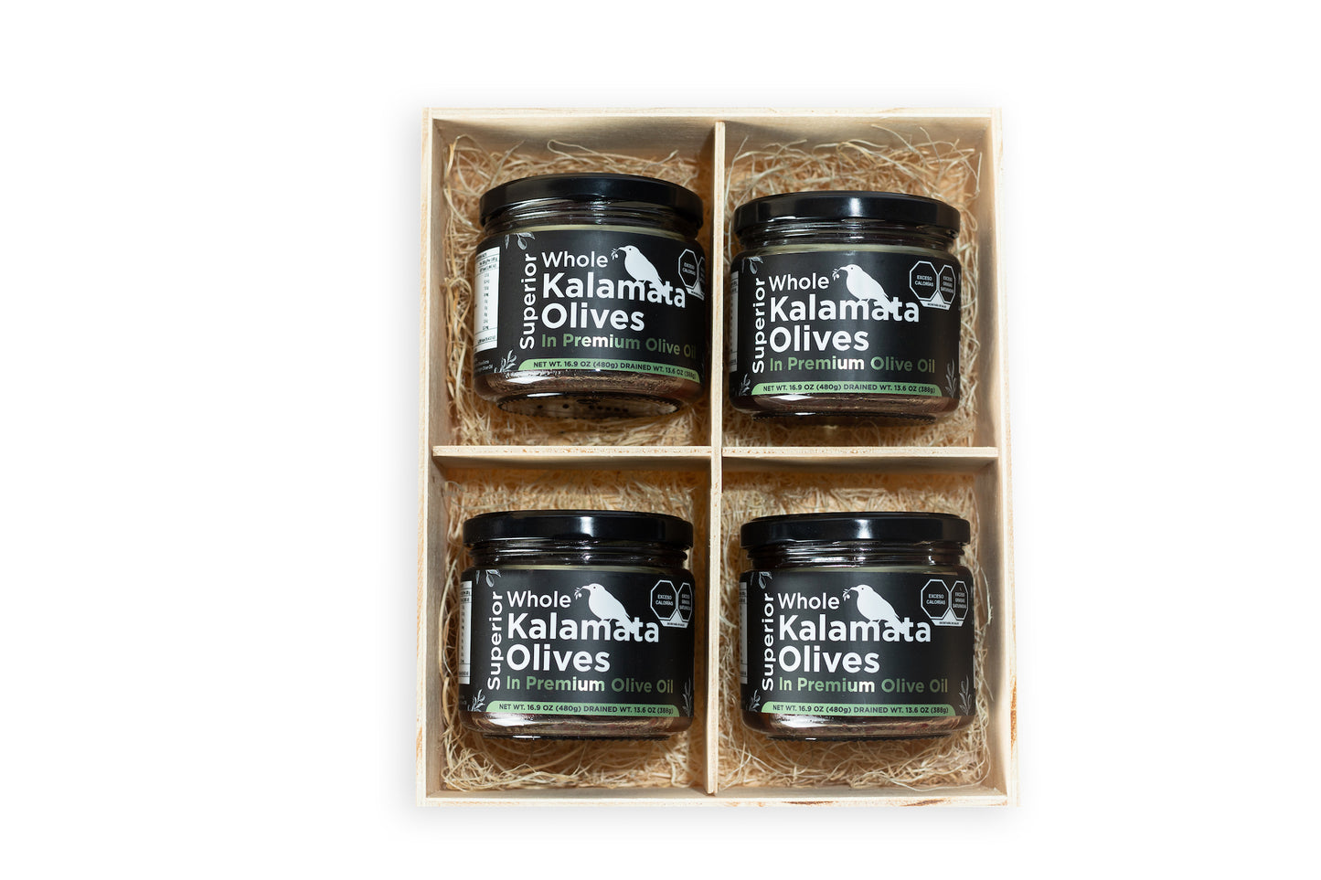 Caja tipo "Gift Box"con Aceitunas Kalamata Jumbo con Hueso