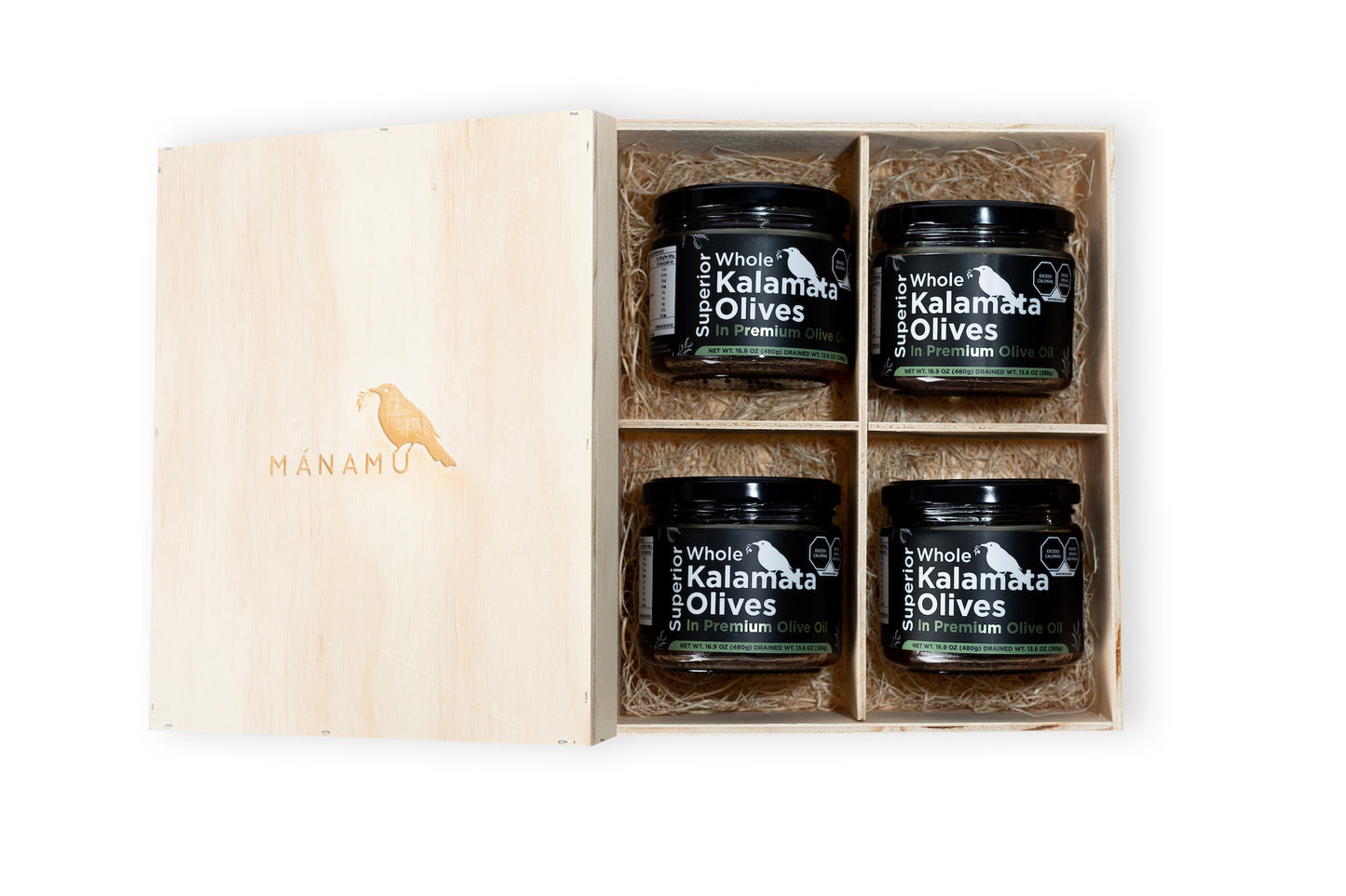 Caja tipo "Gift Box"con Aceitunas Kalamata Jumbo con Hueso