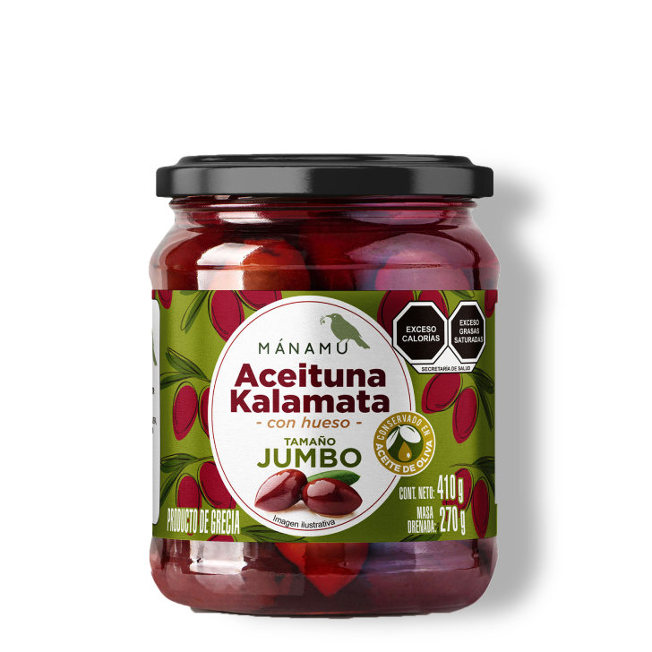 Kalamata Olives Jumbo Size with Pit in Premium Olive Oil 410g