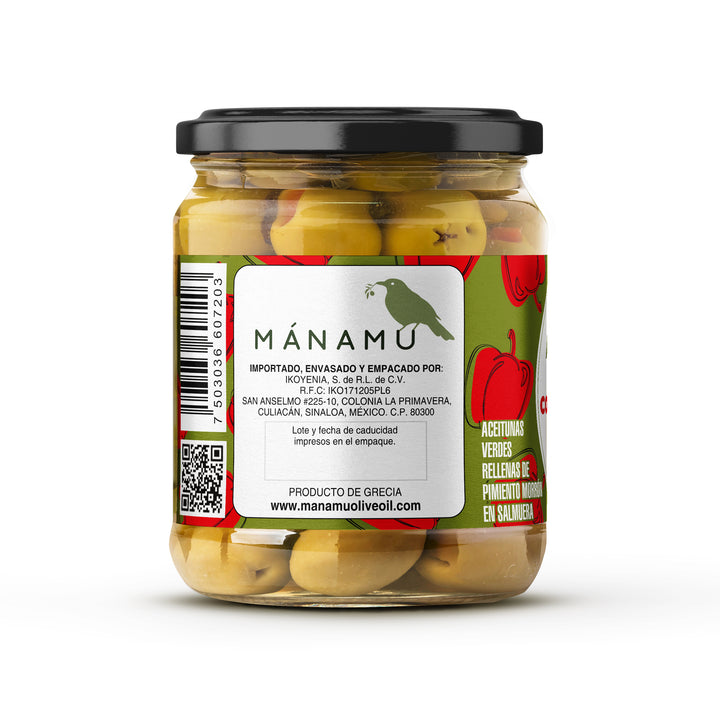 Green olives with bell pepper in brine 420g