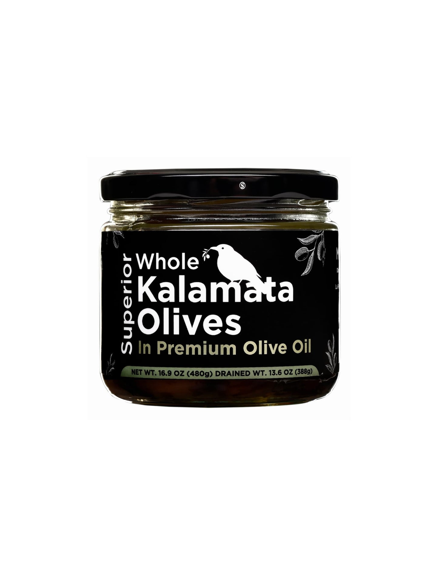 Whole Jumbo Kalamata Olives in Premium Olive Oil 13.6 OZ (480g)